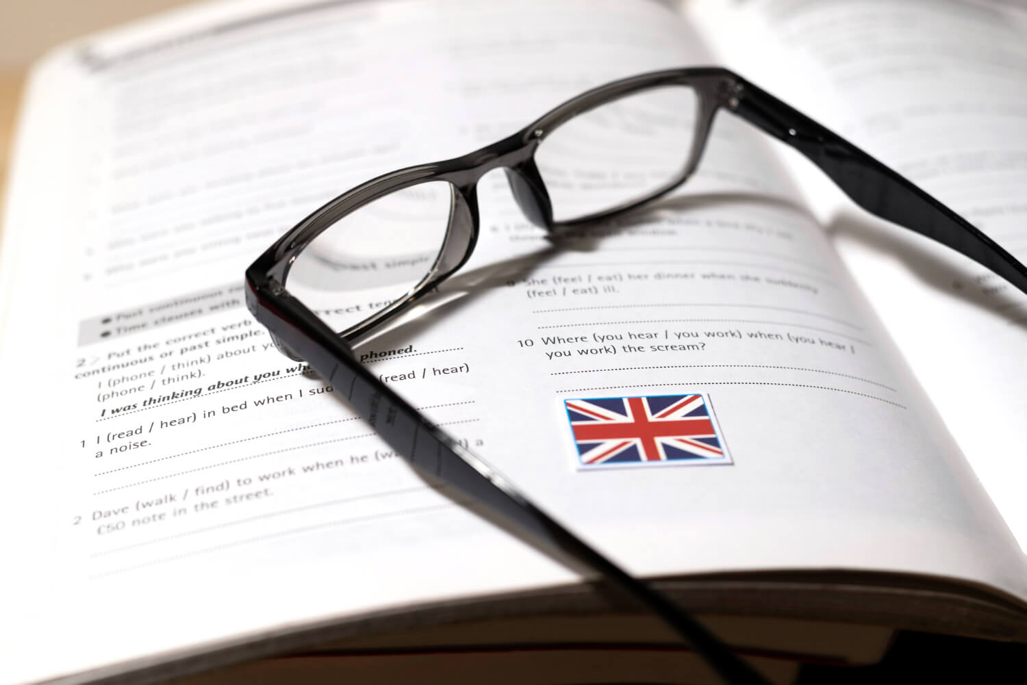 UK law book with Union Jack Flag