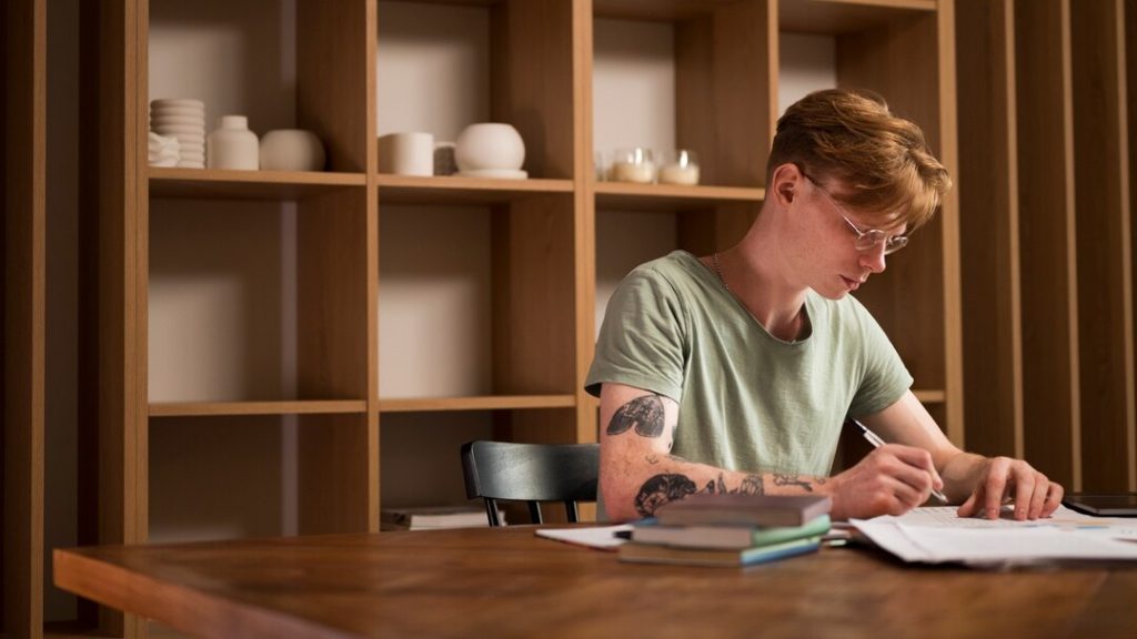 young man learning virtual classroom 23 2149200189